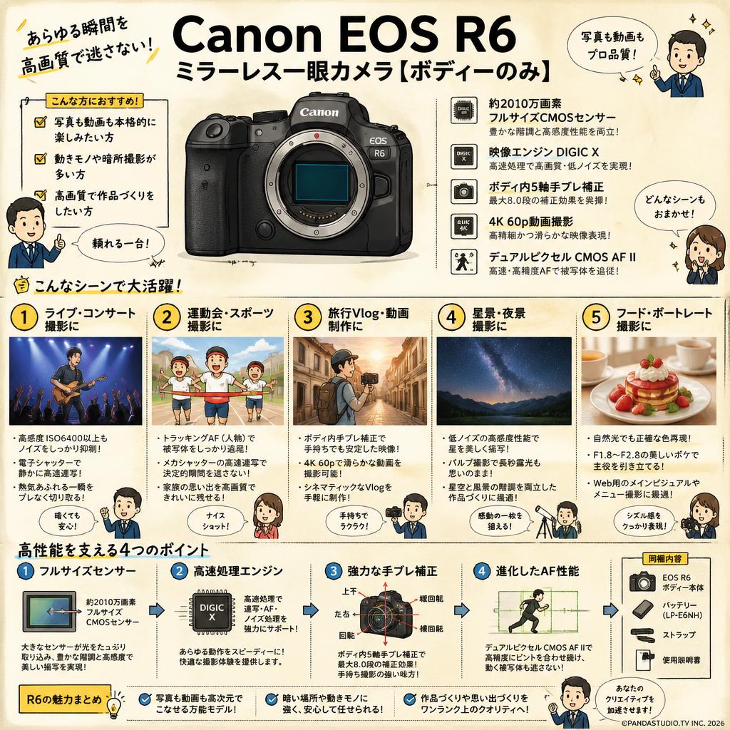 Canon EOS R6 ミラーレス一眼カメラ [ボディーのみ] 用途