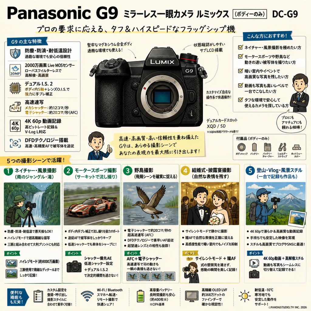 Panasonic G9 ミラーレス一眼カメラ ルミックス (ボディーのみ) DC-G9 用途