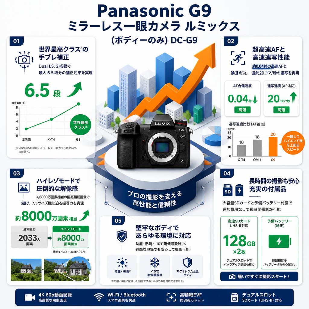 Panasonic G9 ミラーレス一眼カメラ ルミックス (ボディーのみ) DC-G9 セールスポイント