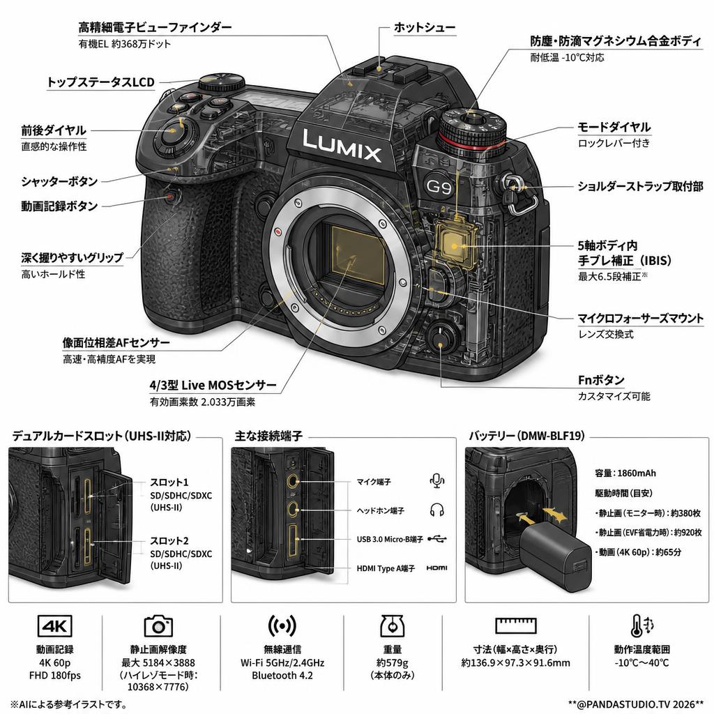 Panasonic G9 ミラーレス一眼カメラ ルミックス (ボディーのみ) DC-G9 スペック