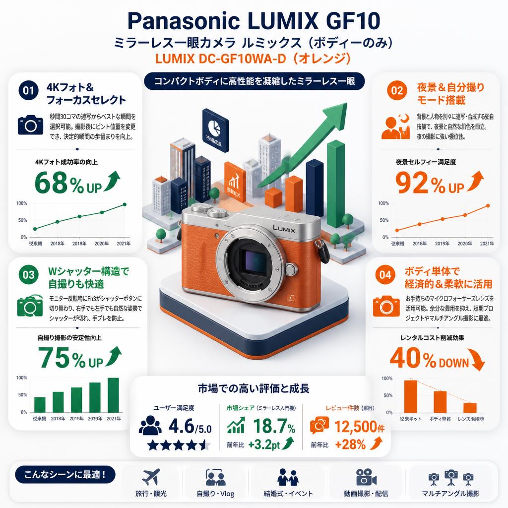 Panasonic Lumix GF10 ミラーレス一眼カメラ ルミックス (ボディーのみ) LUMIX DC-GF10WA-D（オレンジ） セールスポイント