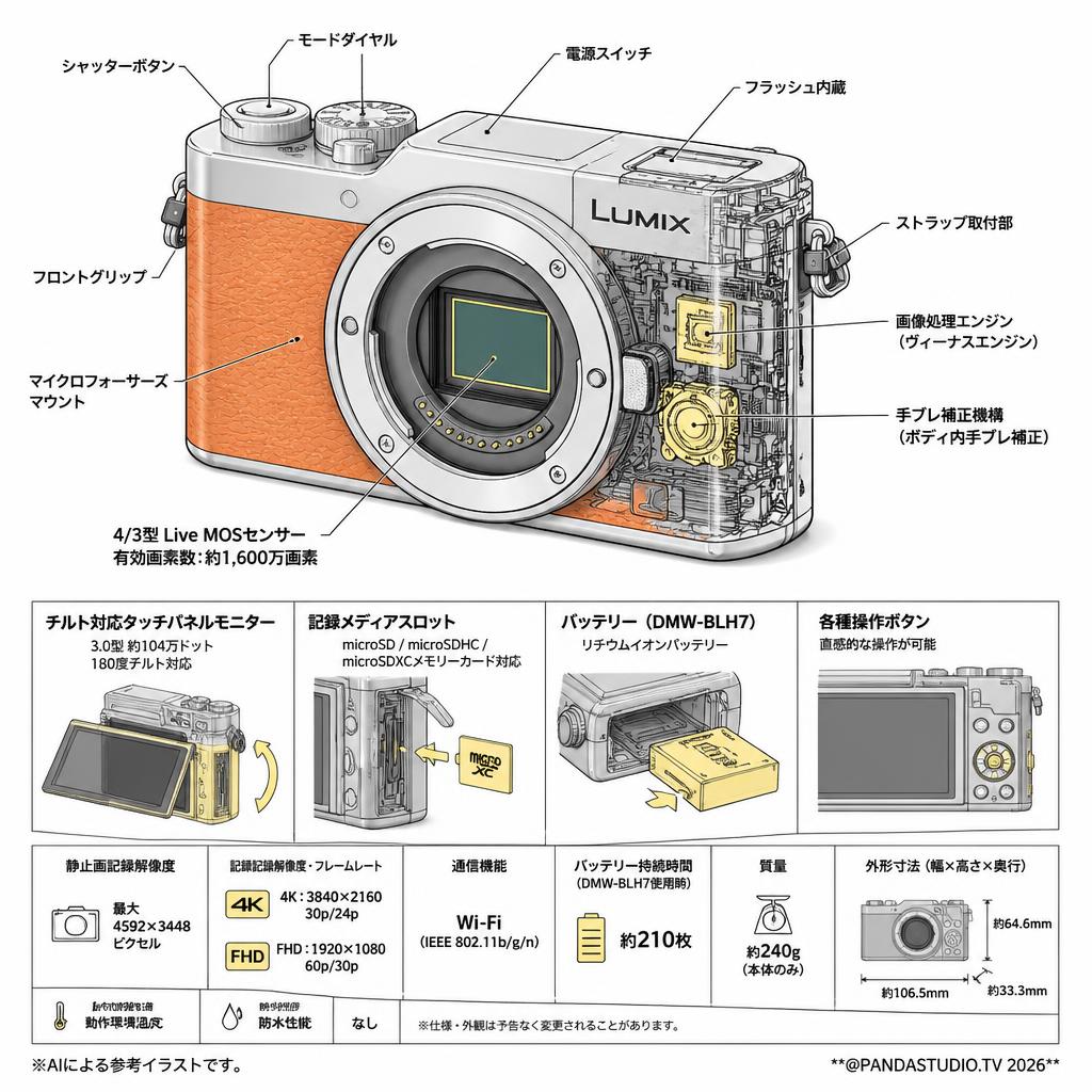 Panasonic Lumix GF10 ミラーレス一眼カメラ ルミックス (ボディーのみ) LUMIX DC-GF10WA-D（オレンジ） スペック