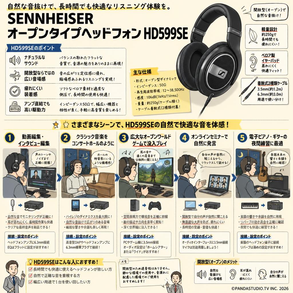 SENNHEISER オープンタイプヘッドフォン HD599SE 用途