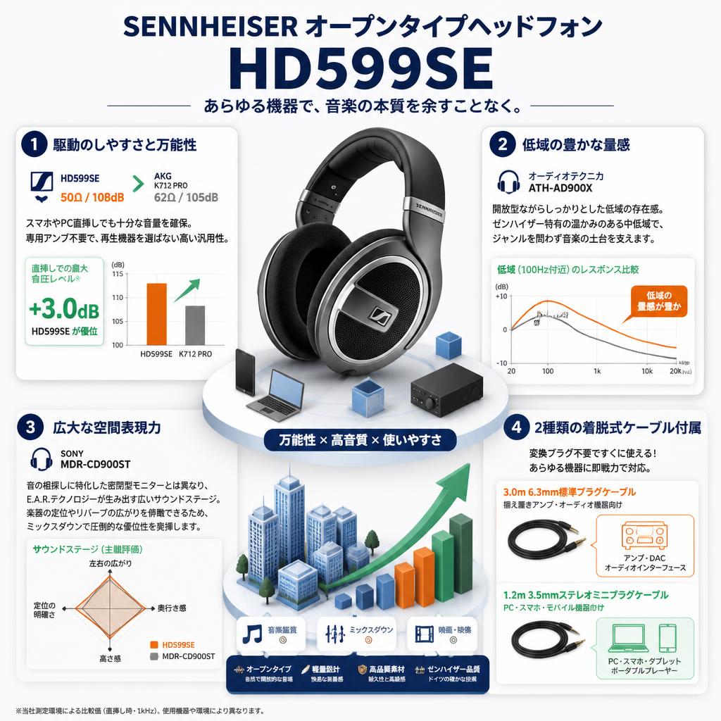 SENNHEISER オープンタイプヘッドフォン HD599SE セールスポイント
