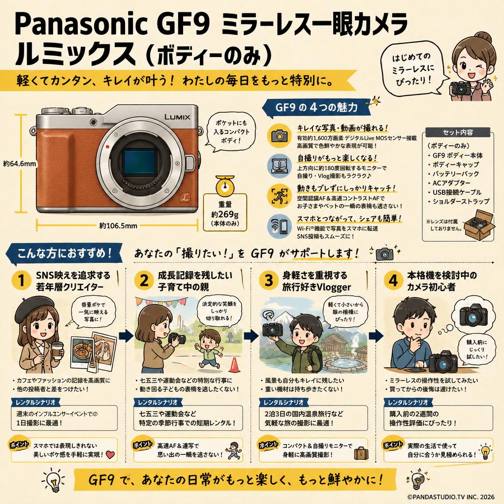 Panasonic GF9 ミラーレス一眼カメラ ルミックス (ボディーのみ) おもな対象のお客様