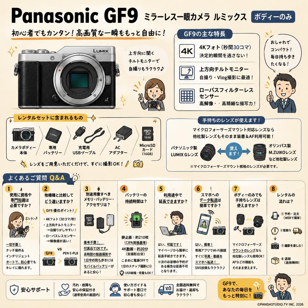 Panasonic GF9 ミラーレス一眼カメラ ルミックス (ボディーのみ) FAQ（よくある質問と答え）