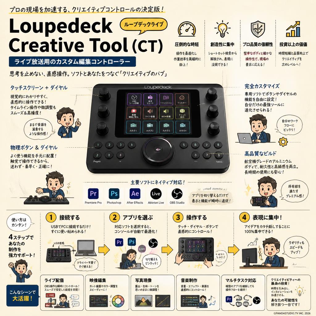 Loupedeck Creative Tool（CT)【ループデックライブ】ライブ放送用のカスタム編集コントローラー 概要