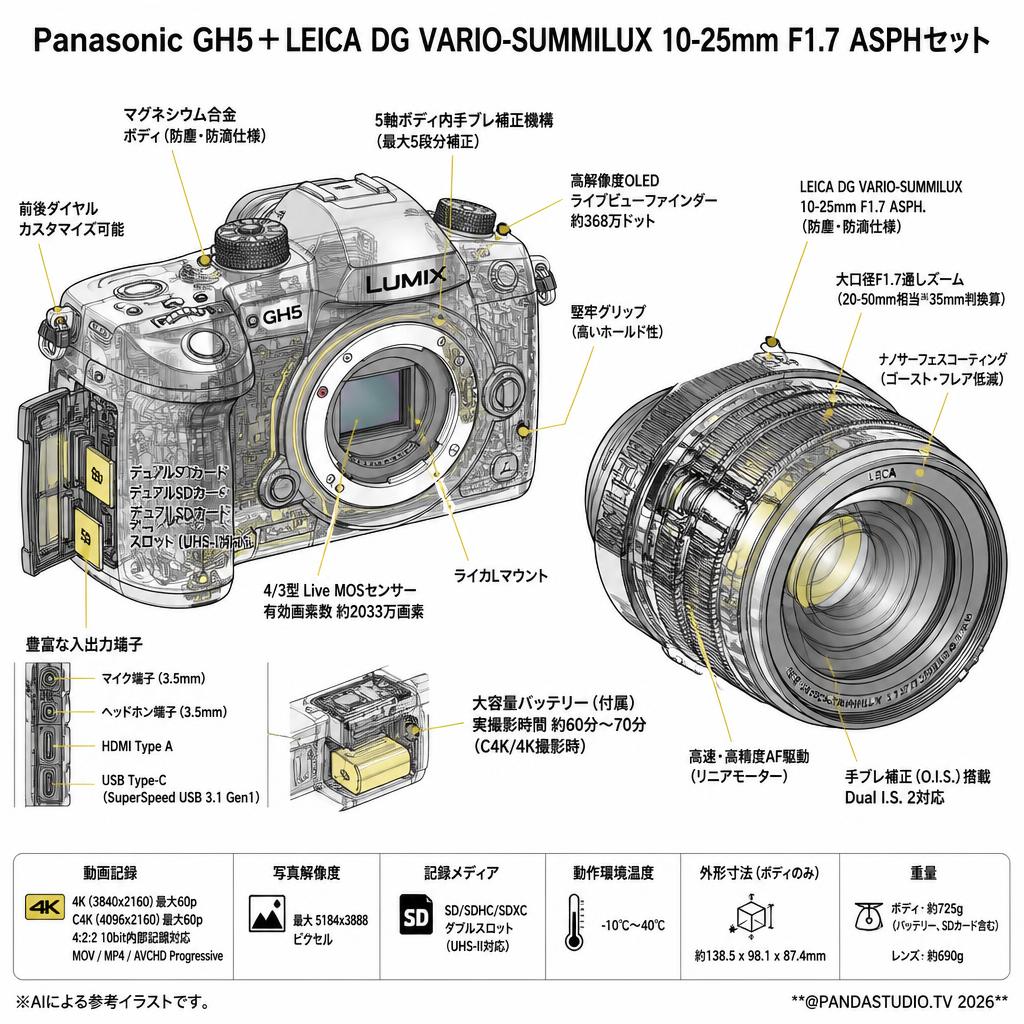 Panasonic GH5＋LEICA DG VARIO-SUMMILUX 10-25mm F1.7 ASPHセット スペック