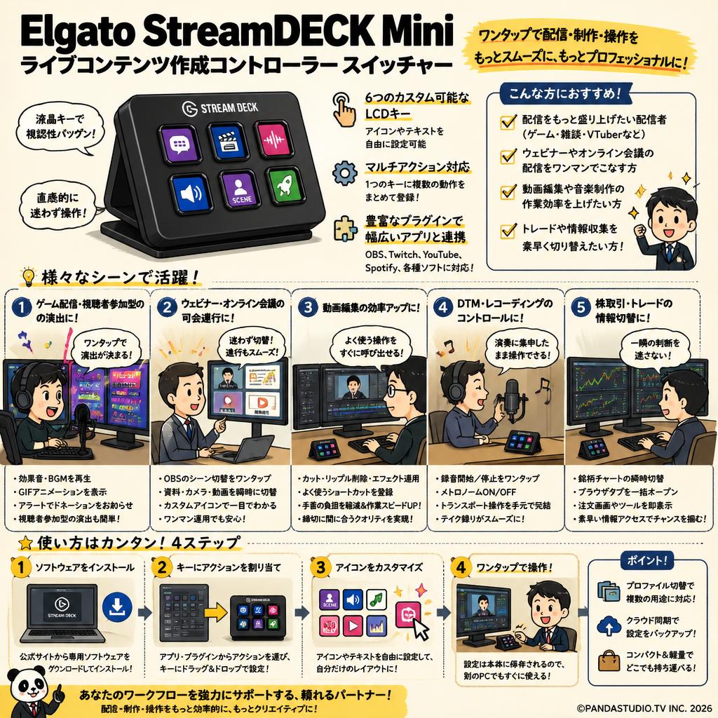 Elgato StreamDECK Miniライブコンテンツ作成コントローラー スイッチャー 用途