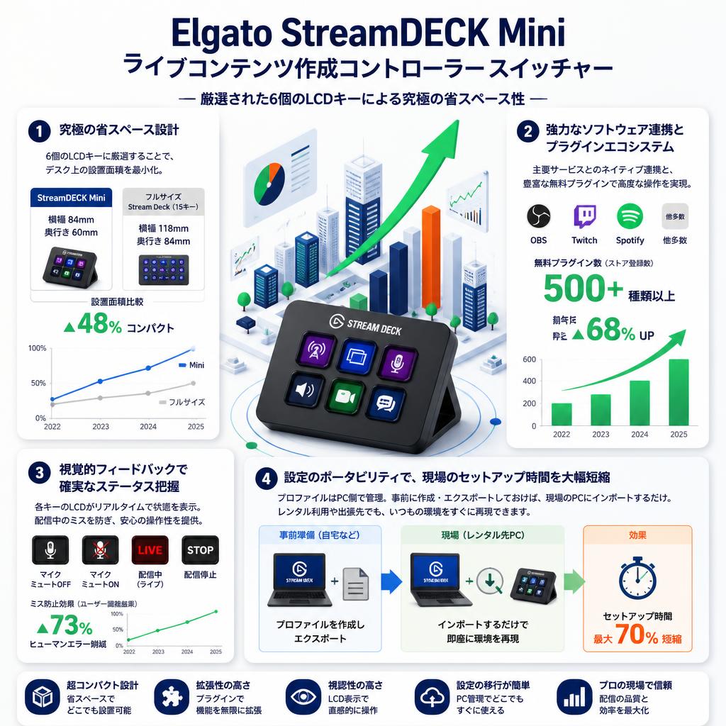 Elgato StreamDECK Miniライブコンテンツ作成コントローラー スイッチャー セールスポイント
