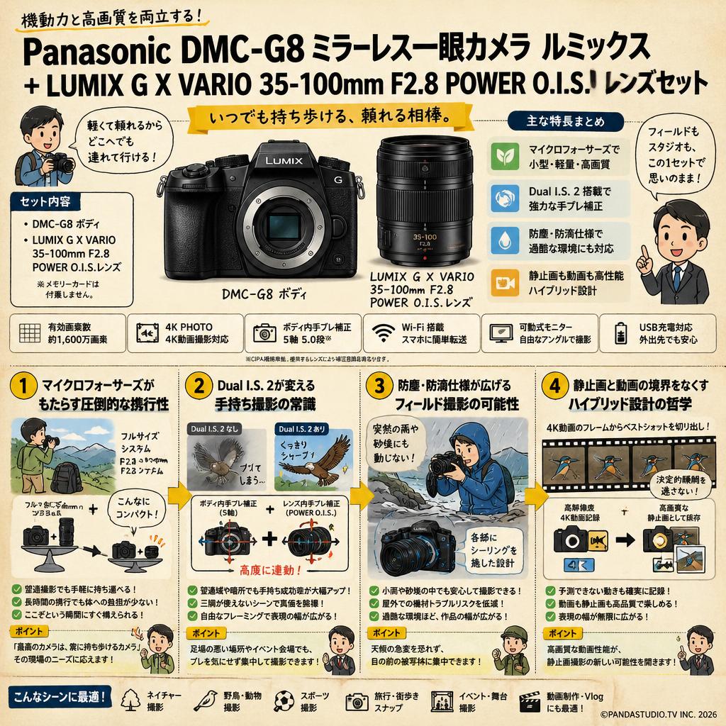Panasonic DMC-G8 ミラーレス一眼カメラ ルミックス +LUMIX G X VARIO 35-100mm F2.8 POWER O.I.S.レンズセット 概要