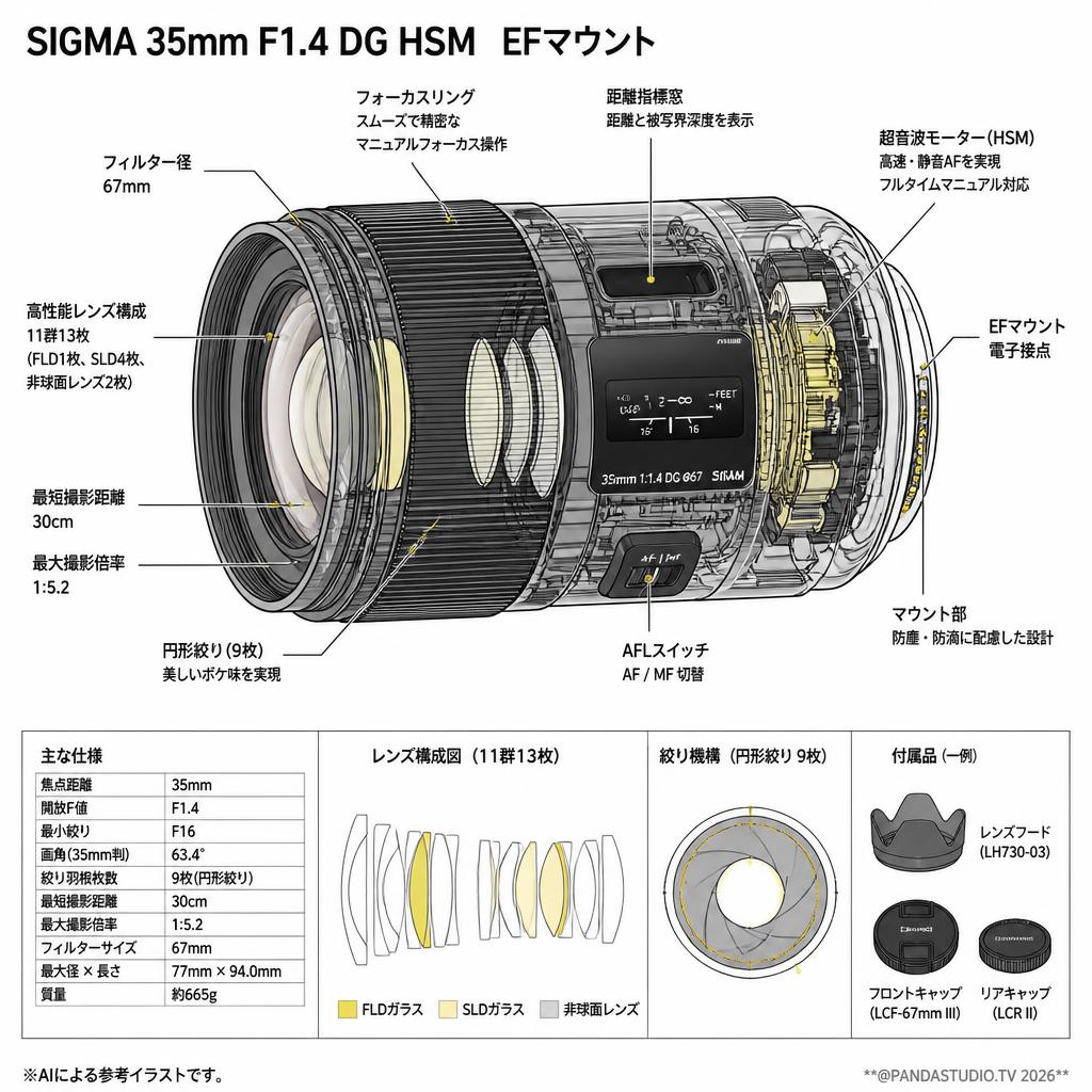 SIGMA 35mm F1.4 DG HSM  EFマウント スペック