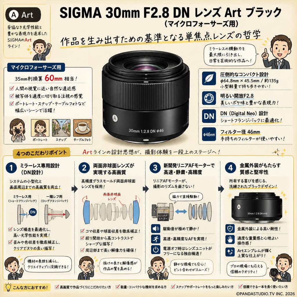 SIGMA  30mm F2.8 DN  レンズ Art ブラック( マイクロフォーサーズ用) 概要
