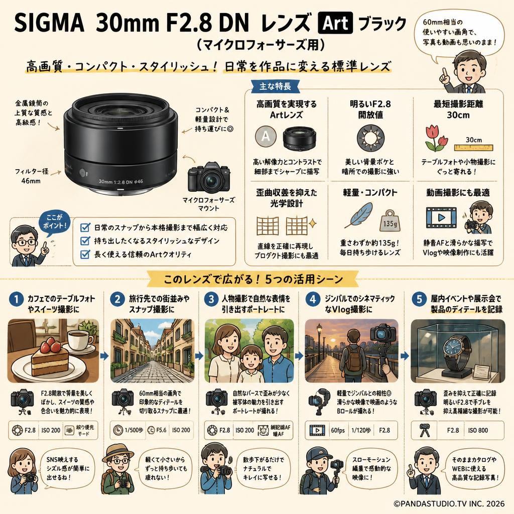 SIGMA  30mm F2.8 DN  レンズ Art ブラック( マイクロフォーサーズ用) 用途