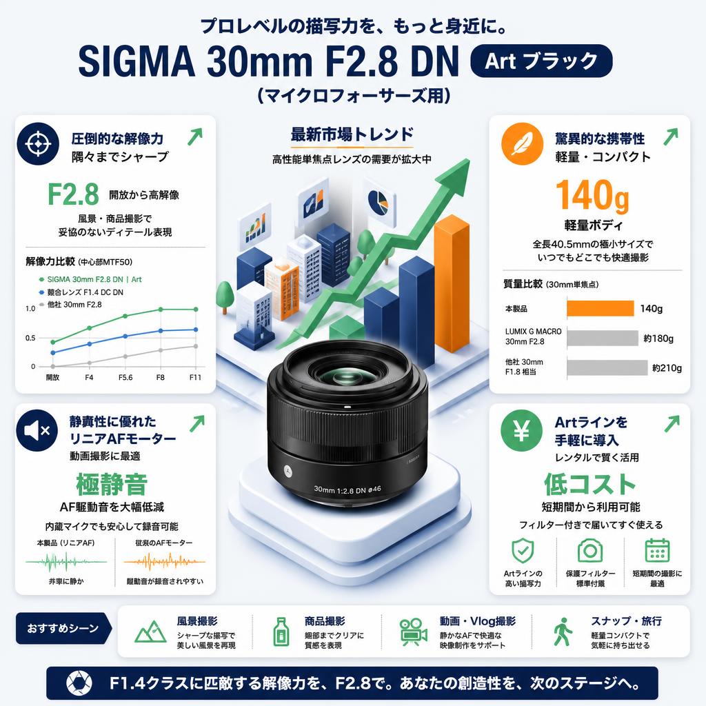 SIGMA  30mm F2.8 DN  レンズ Art ブラック( マイクロフォーサーズ用) セールスポイント
