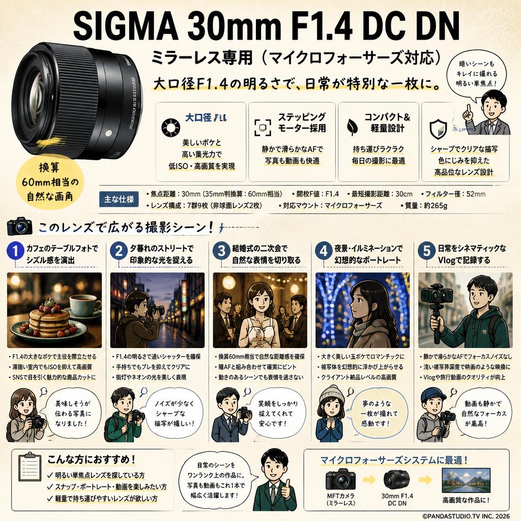 SIGMA 30mm F1.4 DC DN ミラーレス専用 (マイクロフォーサーズ対応) 用途