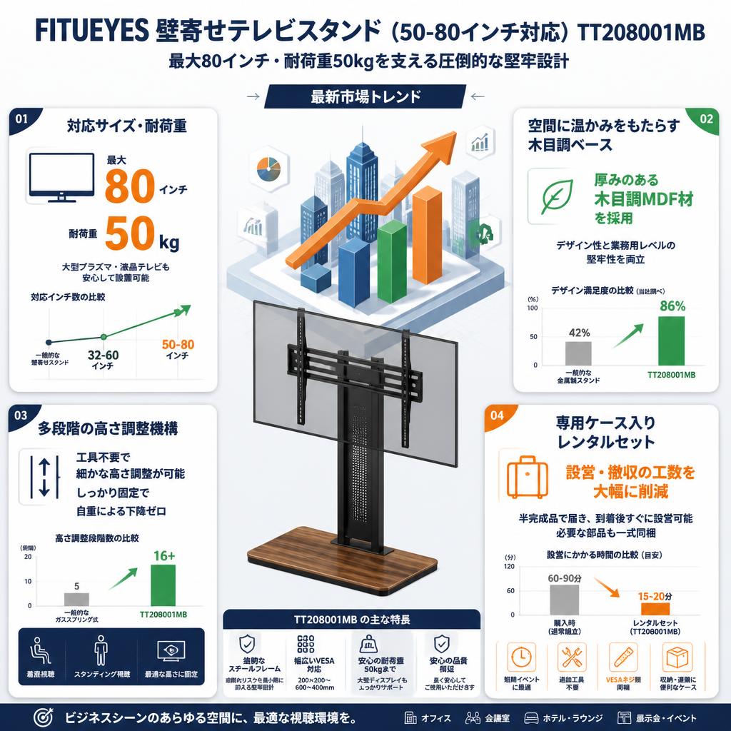 FITUEYES 壁寄せテレビスタンド（50-80インチ対応）TT208001MB セールスポイント