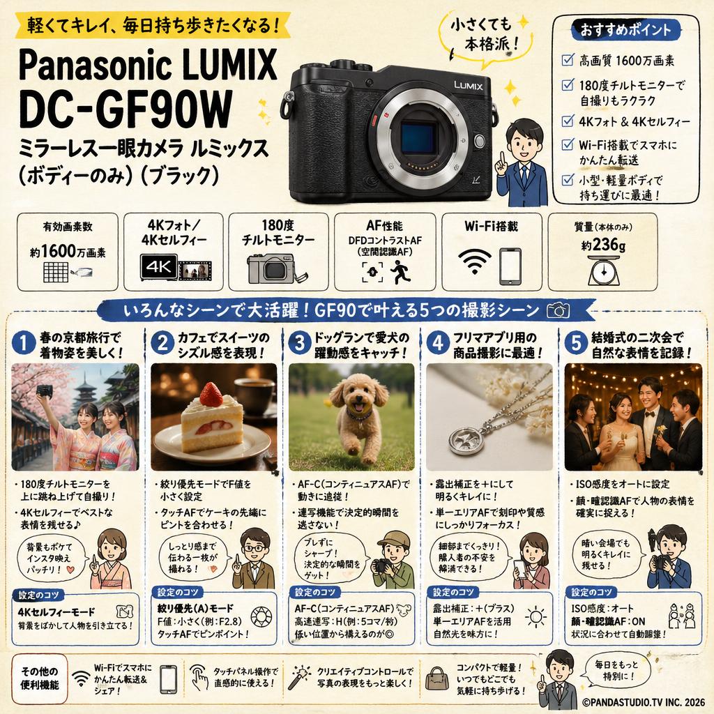 Panasonic LUMIX DC-GF90W ミラーレス一眼カメラ ルミックス (ボディーのみ) （ブラック） 用途