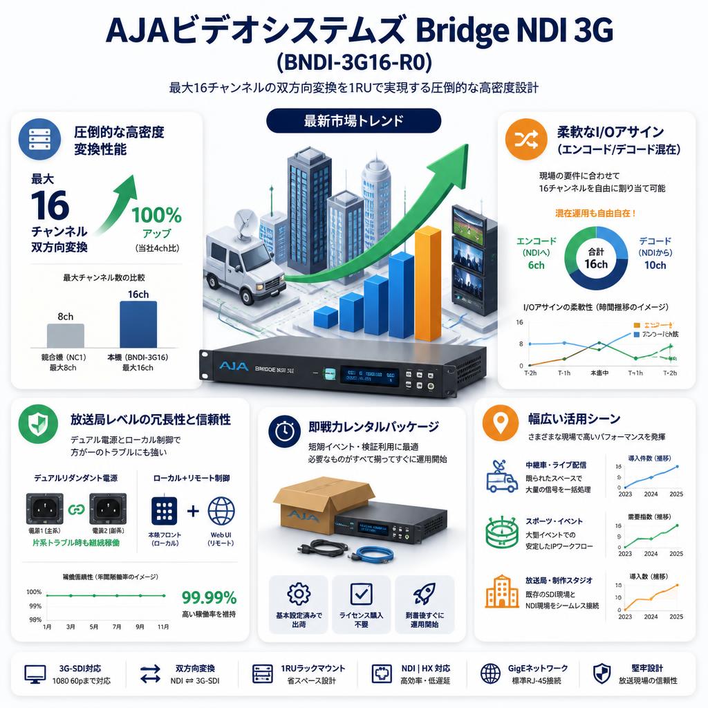 AJA Video Systems Bridge NDI 3G (BNDI-3G16-R0) セールスポイント