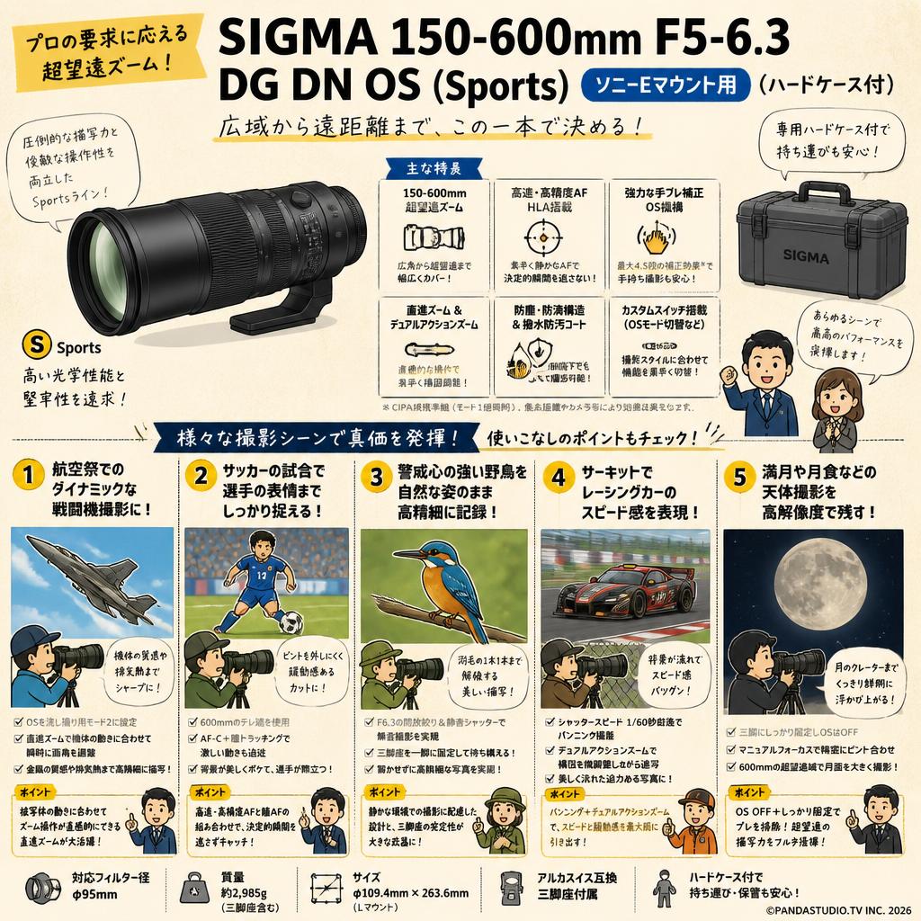 SIGMA 150-600mm F5-6.3 DG DN OS( Sports ソニーEマウント用)(ハードケ－ス付) 用途