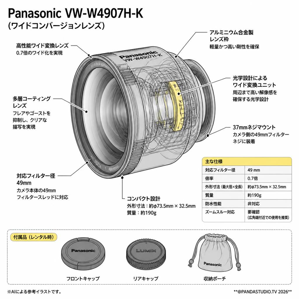 Panasonic VW-W4907H-K (ワイドコンバージョンレンズ) スペック