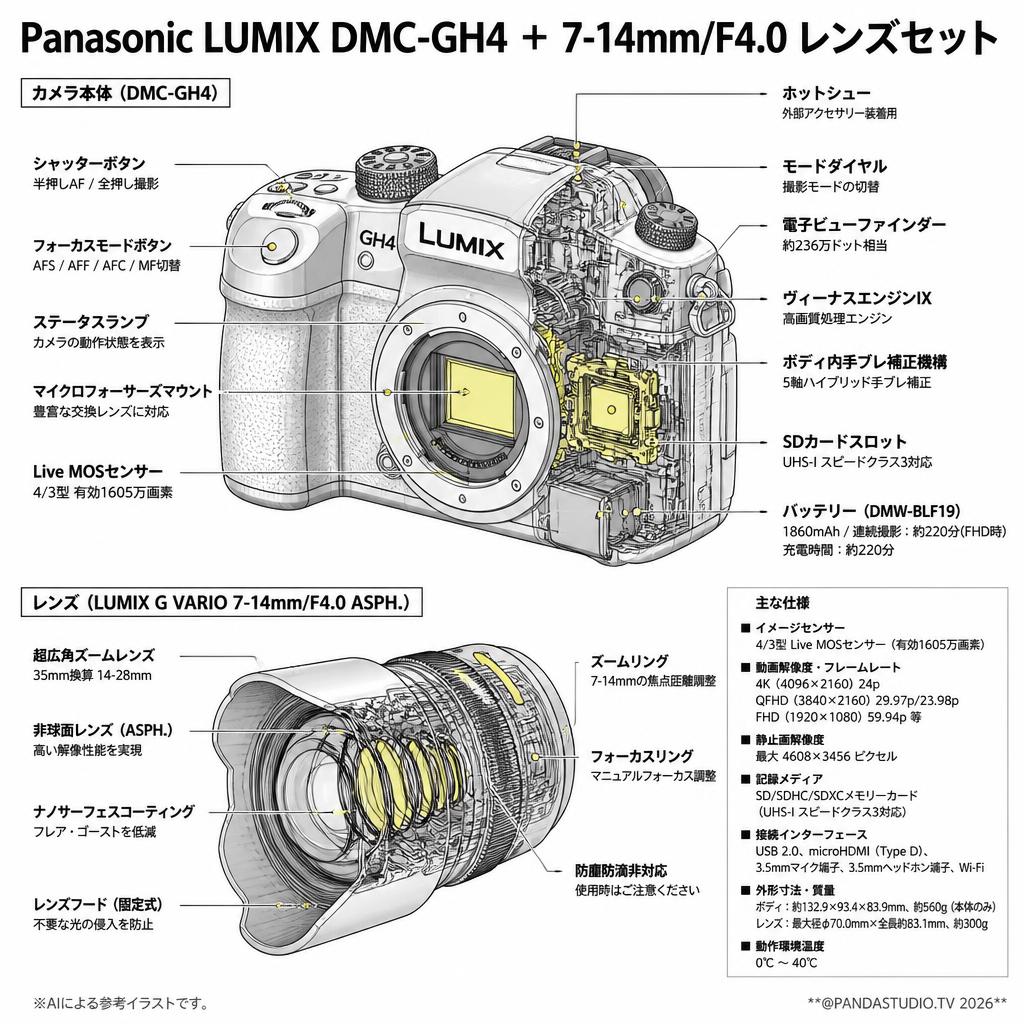 Panasonic LUMIX DMC-GH4  ＋ 7-14mm/F4.0 レンズセット スペック