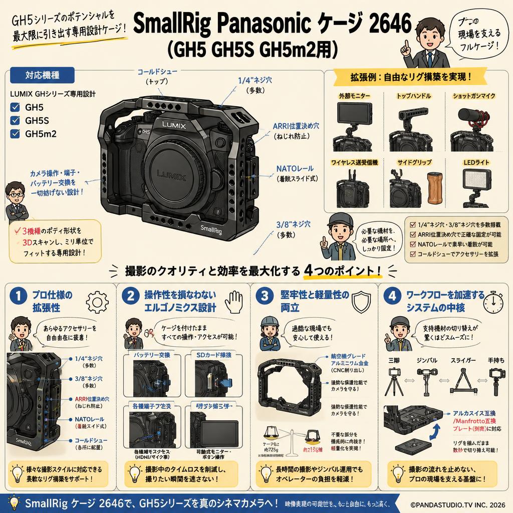 SmallRig Panasonic ケージ 2646 (GH5 GH5S GH5m2用) 概要