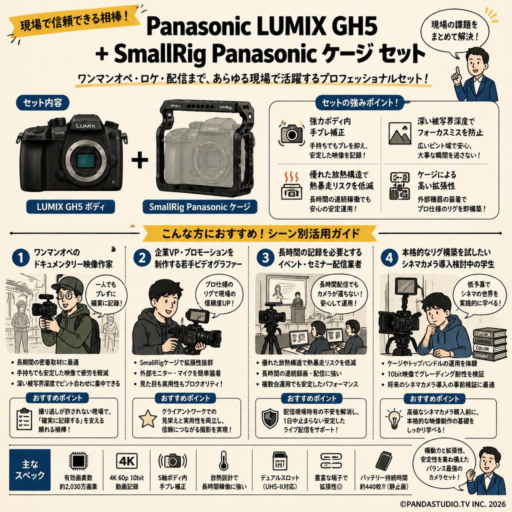 Panasonic LUMIX GH5 +SmallRig Panasonic ケージ  セット おもな対象のお客様