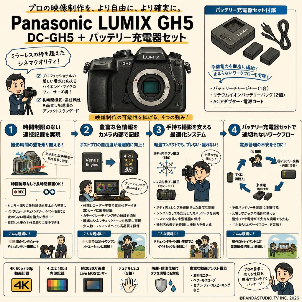 Panasonic LUMIX GH5 DC-GH5＋バッテリー充電器セット 概要