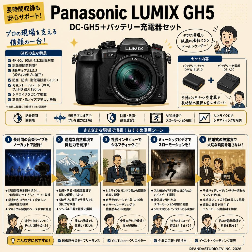 Panasonic LUMIX GH5 DC-GH5＋バッテリー充電器セット 用途