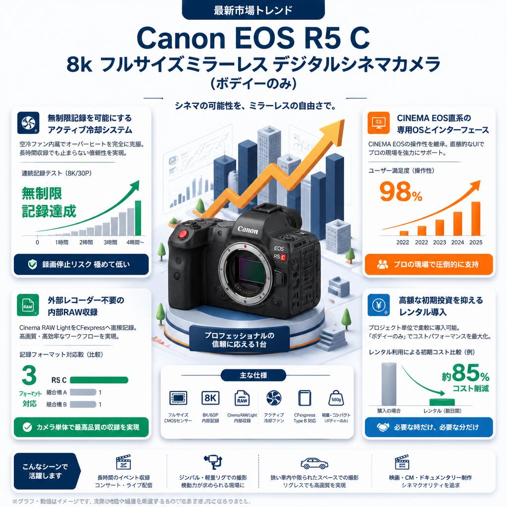 Canon EOS R5 C 8k フルサイズミラーレス デジタルシネマカメラ　(ボデイーのみ） セールスポイント