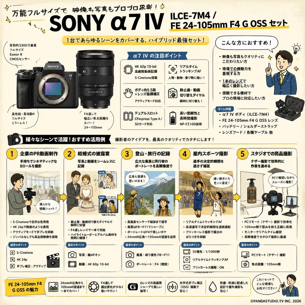 SONY α7 IV ILCE-7M4 / FE 24-105mm F4 G OSS セット 用途