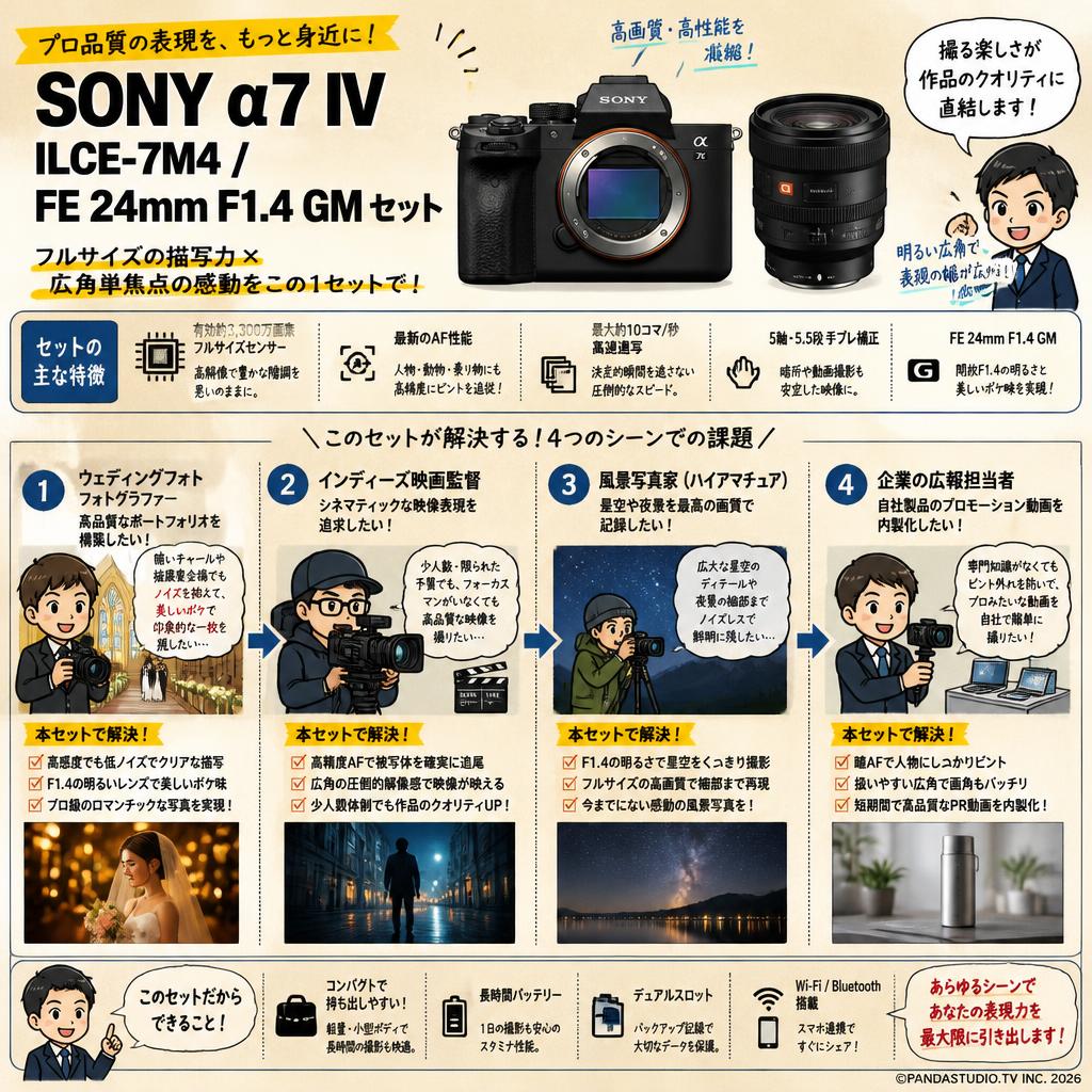SONY α7 IV ILCE-7M4 / FE 24mm F1.4 GM セット おもな対象のお客様