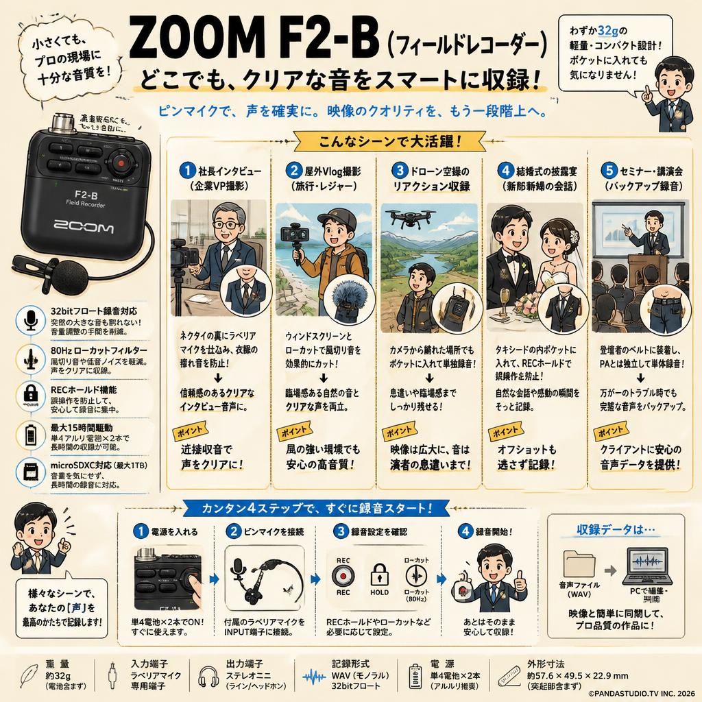 ZOOM F2-B ( フィールドレコーダー) 用途