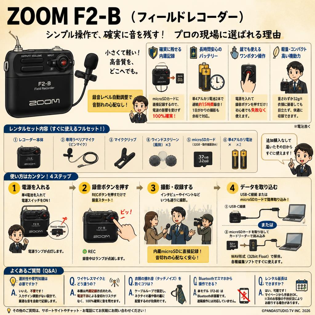 ZOOM F2-B ( フィールドレコーダー) FAQ（よくある質問と答え）