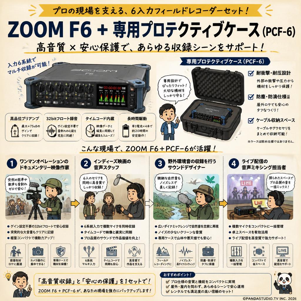 ZOOM F6  + 専用プロテクティブケース ( PCF-6 ) おもな対象のお客様