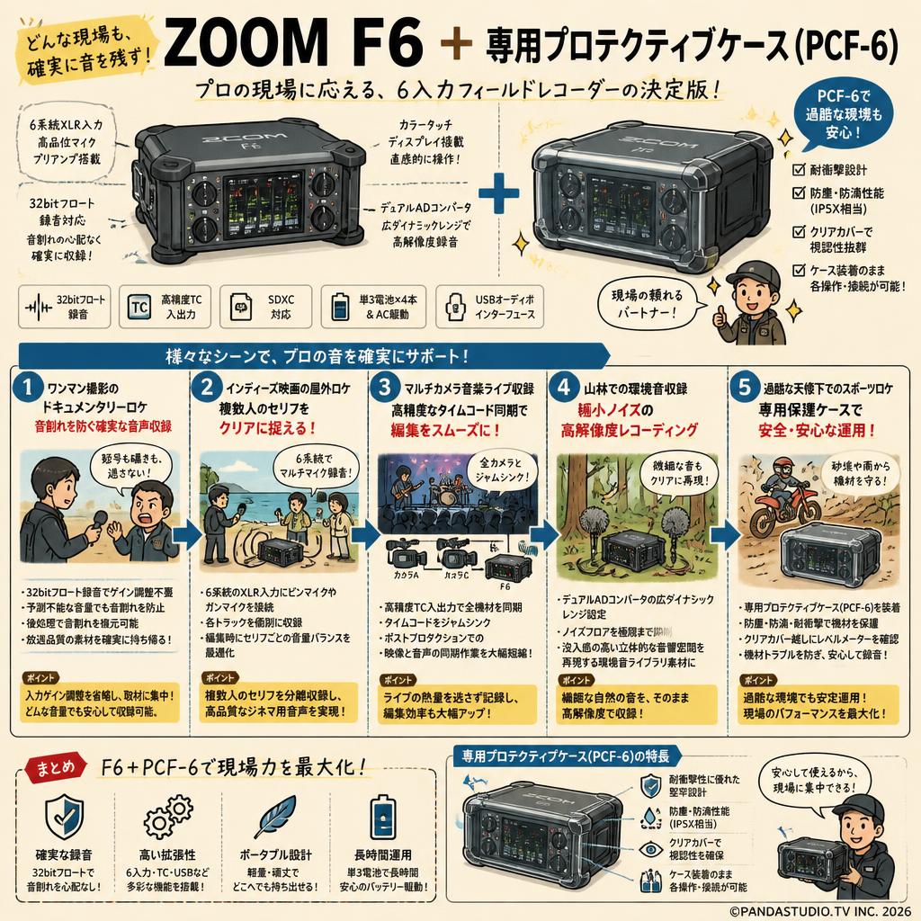 ZOOM F6  + 専用プロテクティブケース ( PCF-6 ) 用途