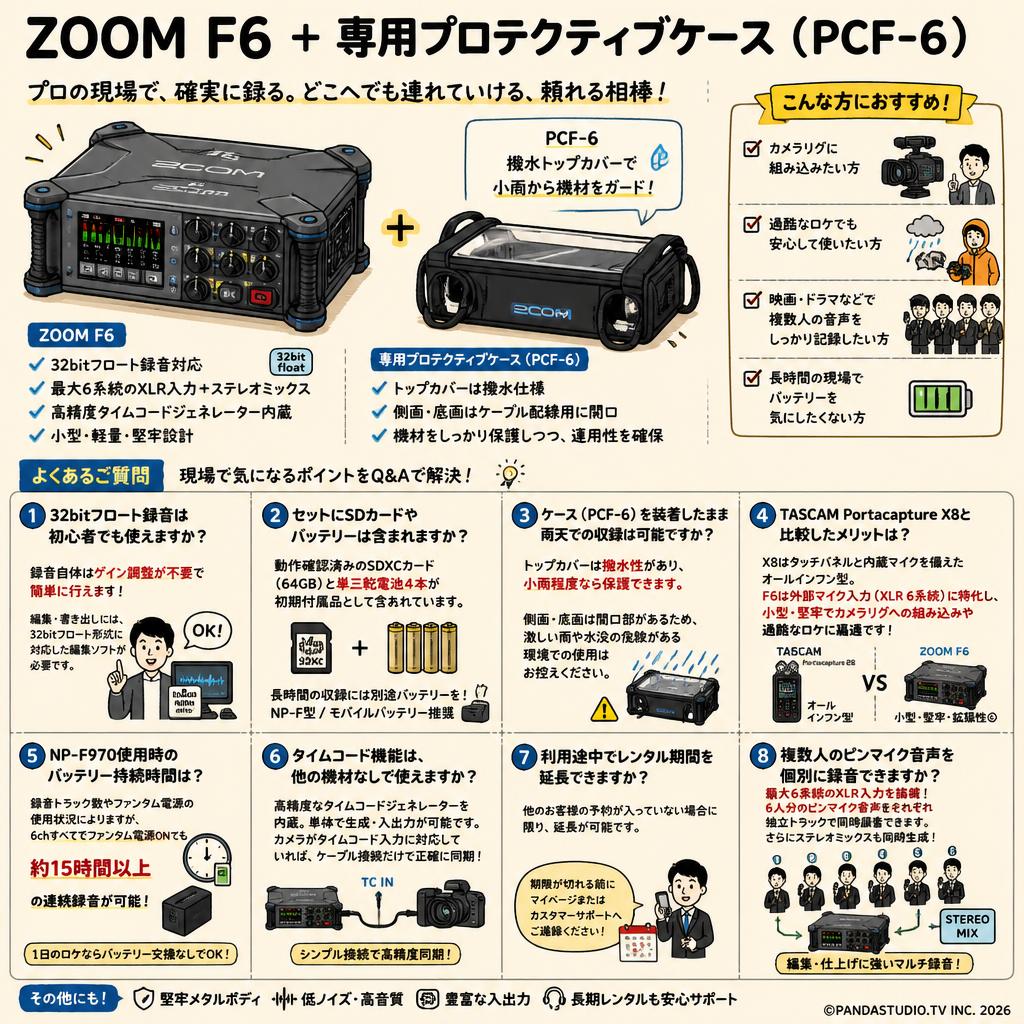 ZOOM F6  + 専用プロテクティブケース ( PCF-6 ) FAQ（よくある質問と答え）