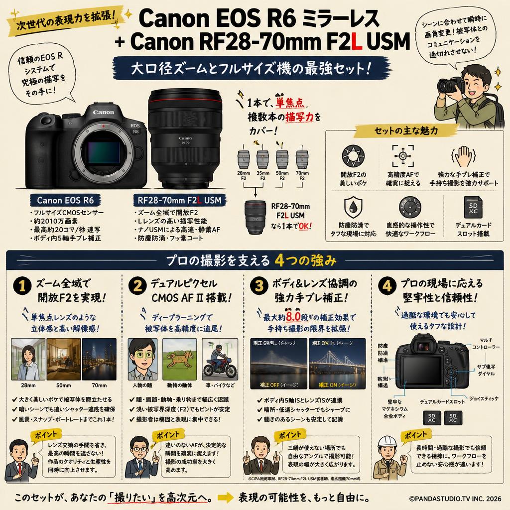 Canon EOS R6 ミラーレス+Canon RF28-70mm F2L USM 概要