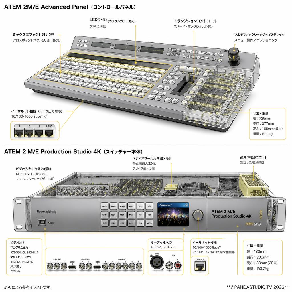 Blackmagic Design 【ATEM 2M/E Advanced Panel + ATEM 2 M/E Production Studio 4K】 スペック