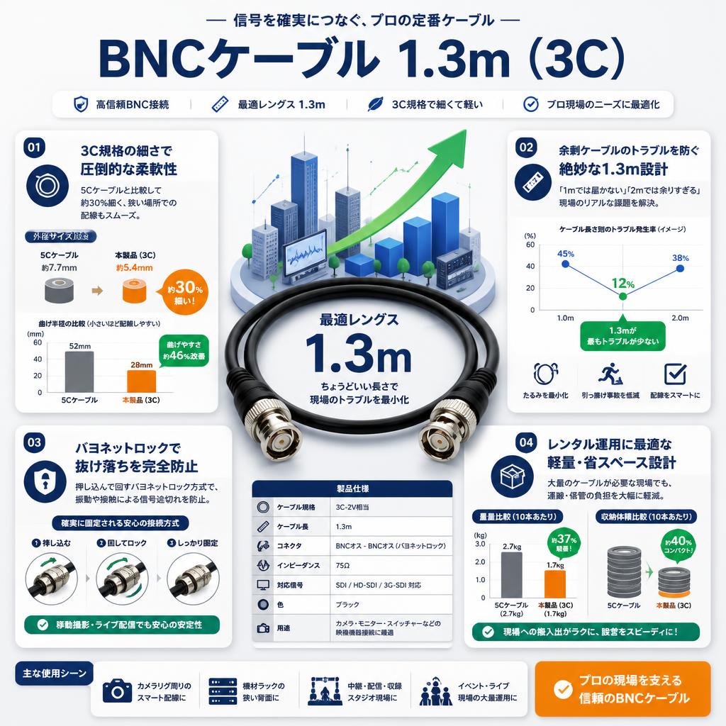 BNCケーブル 1.3m （3C） セールスポイント