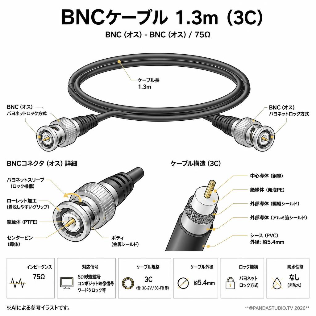 BNCケーブル 1.3m （3C） スペック