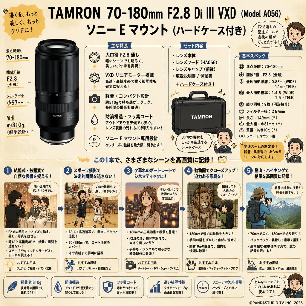 TAMRON 70-180mm F2.8 Di III VXD (Model A056) ソニーEマウント