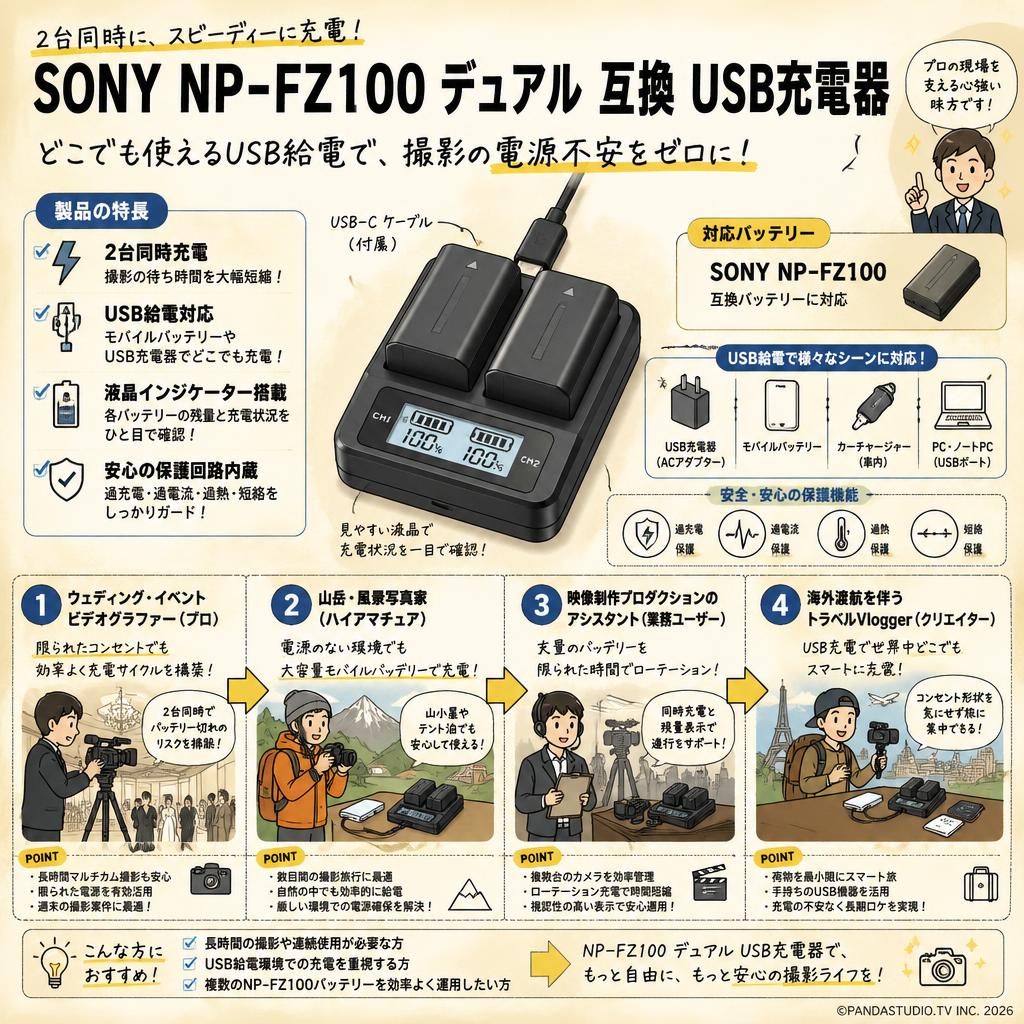 SONY NP-FZ100 デュアル 互換 USB充電器 おもな対象のお客様