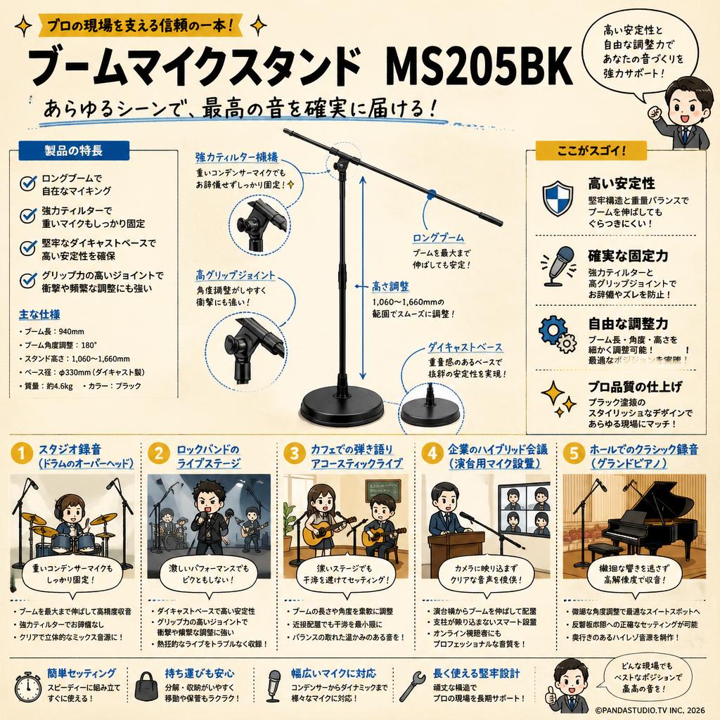ブームマイクスタンド  MS205BK 用途