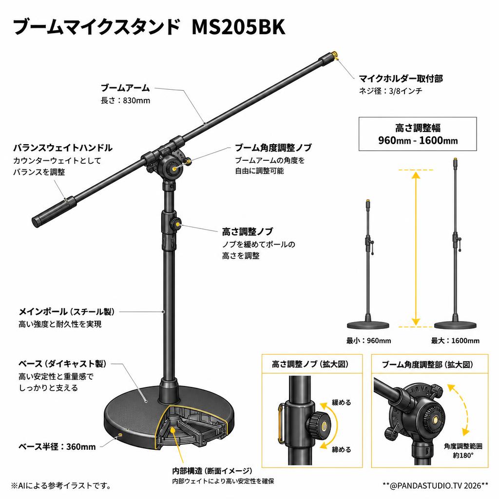 ブームマイクスタンド  MS205BK スペック