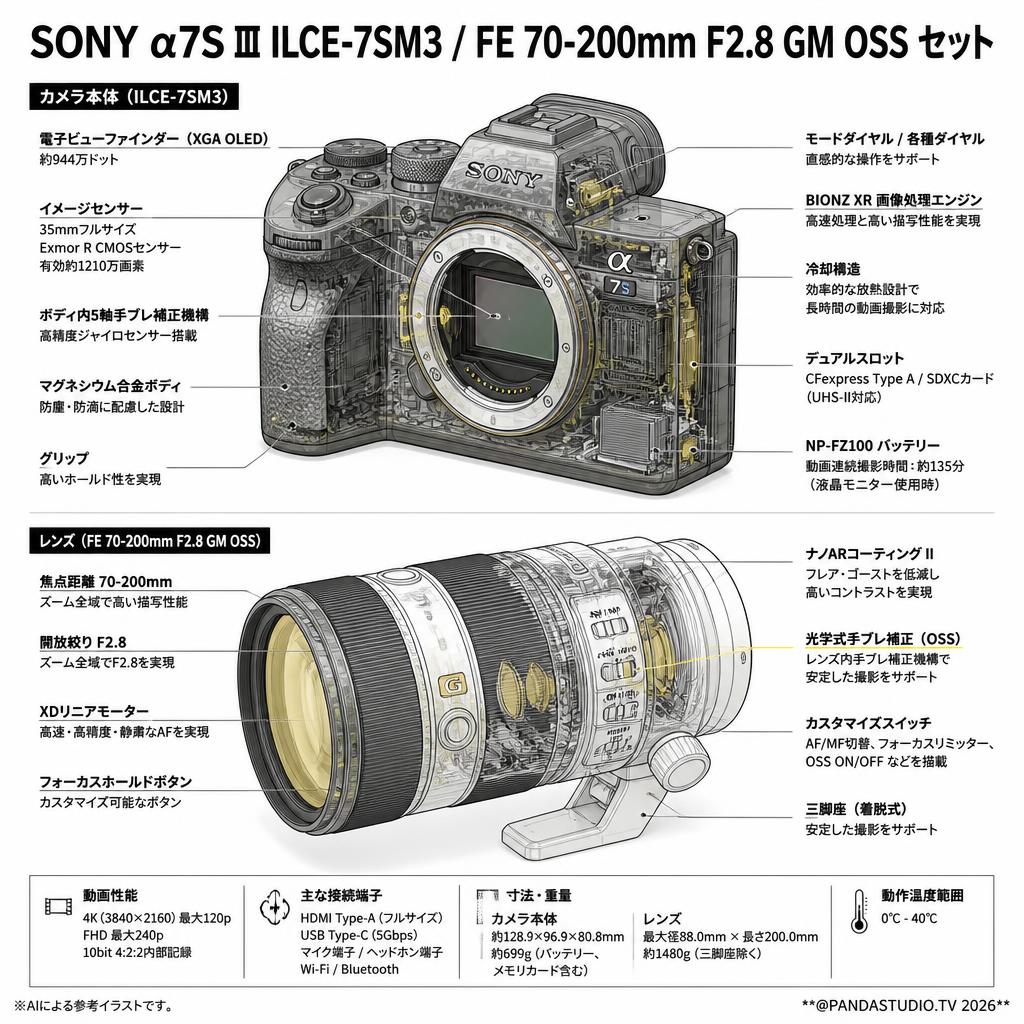 SONY α7S Ⅲ ILCE-7SM3 / FE 70-200mm F2.8 GM OSS セット スペック