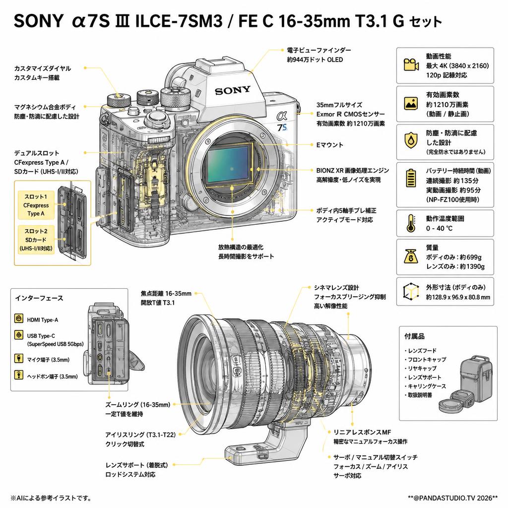 SONY α7S Ⅲ ILCE-7SM3 / FE C 16-35mm T3.1 G セット スペック
