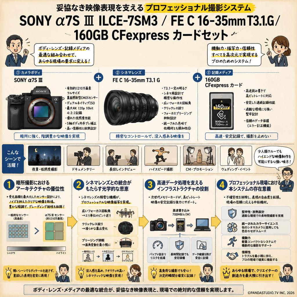 SONY α7S Ⅲ ILCE-7SM3 / FE C 16-35mm T3.1 G / 160GB CFexpress カードセット 概要