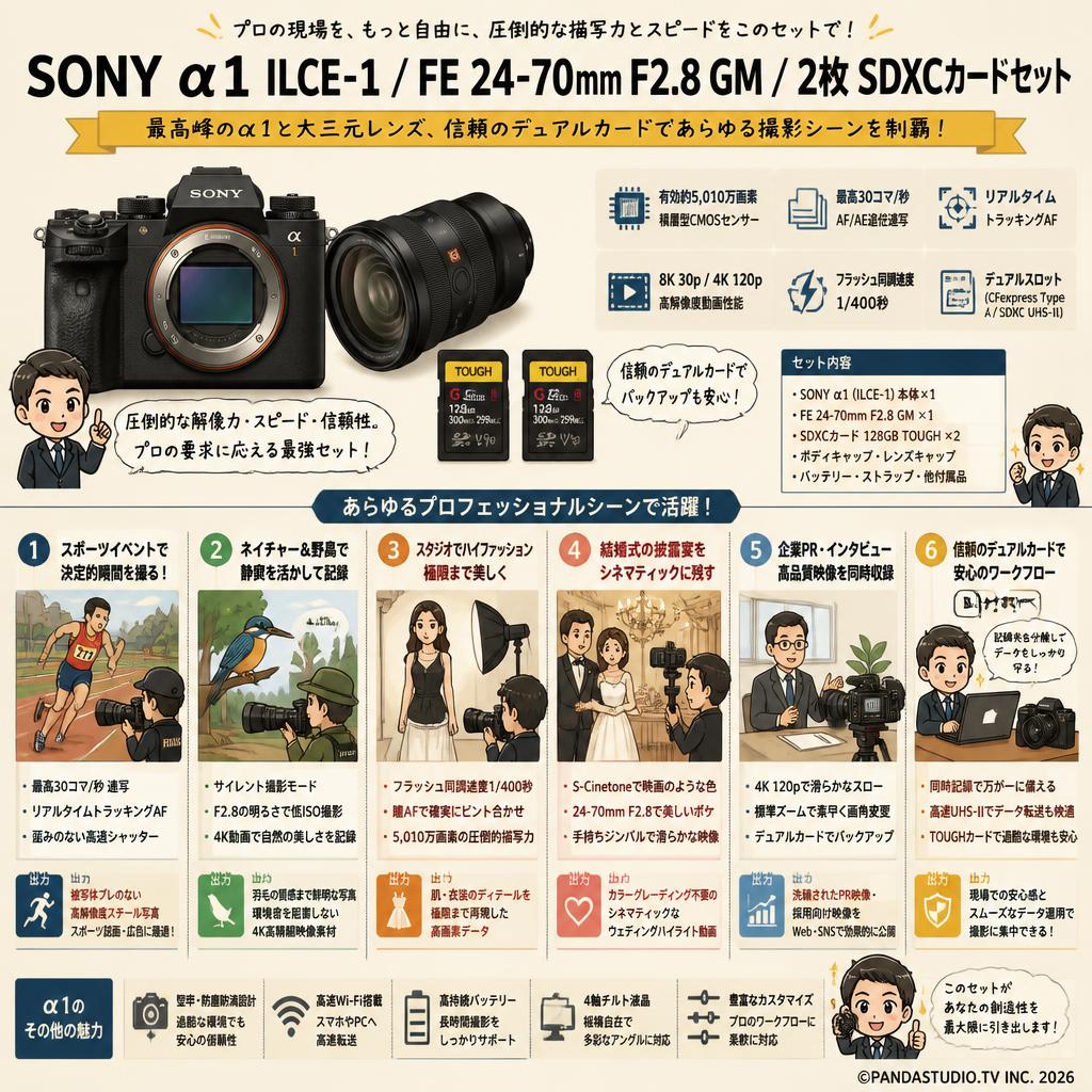 SONY α1 ILCE-1 / FE 24-70mm F2.8 GM / 2枚 SDXC カードセット 用途